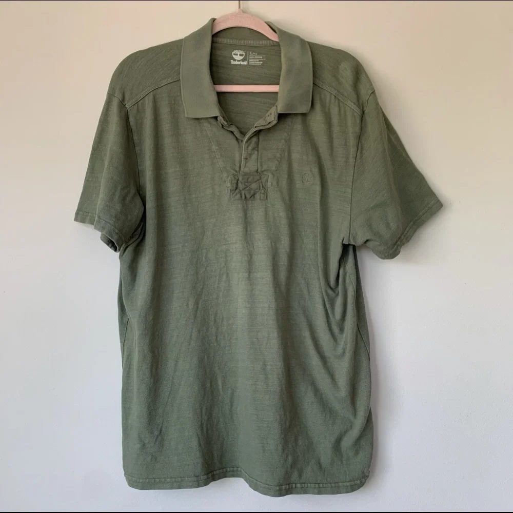 Timberland Men's Polo Shirt Olive Green Short Sleeve Casual Everyday Size Large - Picture 1 of 6